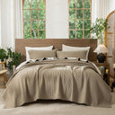 Washed Cotton Stripe Stitch Quilt Set with Pillow Shams