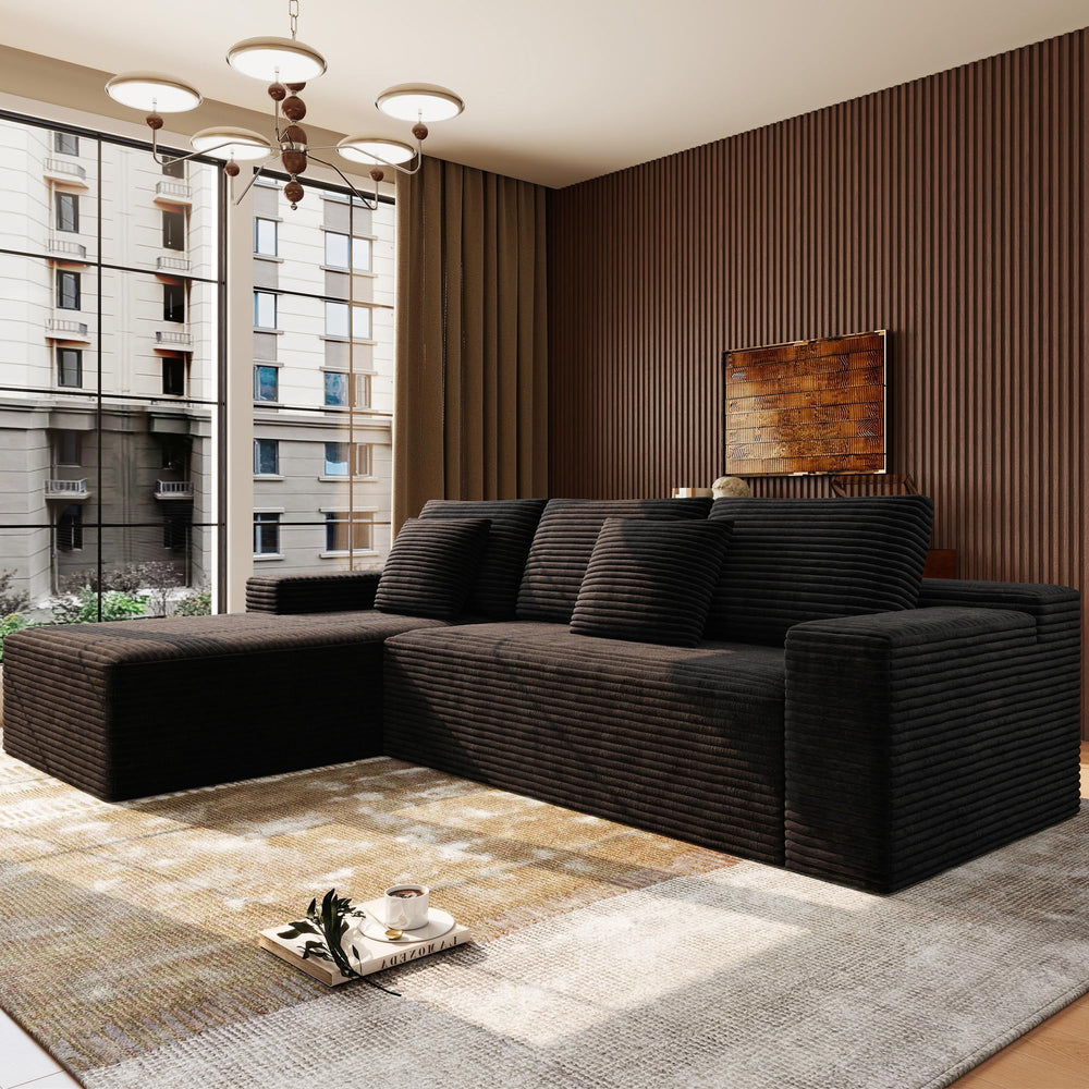 Modular Sectional Sofa with Chaise – Cloud Couch, Corduroy, L-Shaped, Deep Seat
