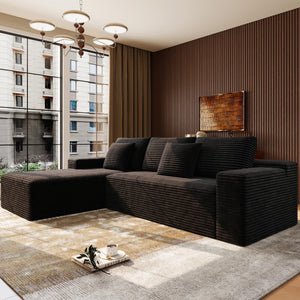 Modular Sectional Sofa with Chaise – Cloud Couch, Corduroy, L-Shaped, Deep Seat