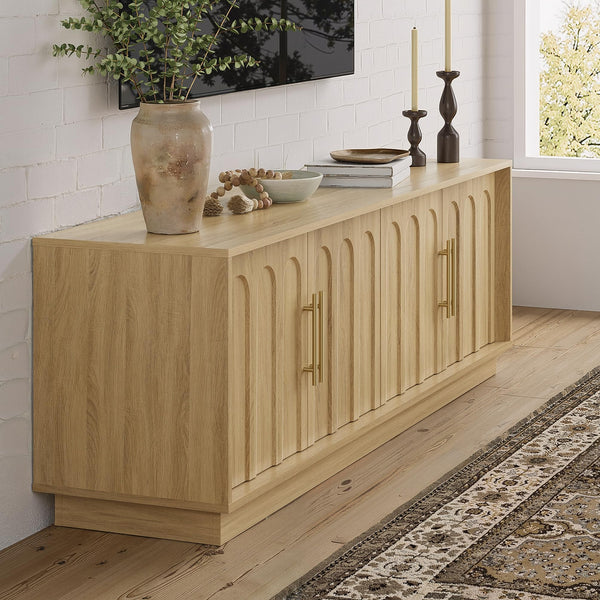 Mid-Century Modern TV Stand for 75 Inch TV – 67" Arched Media Console
