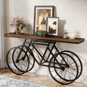70.87" Industrial Console Table with Bicycle Metal Base