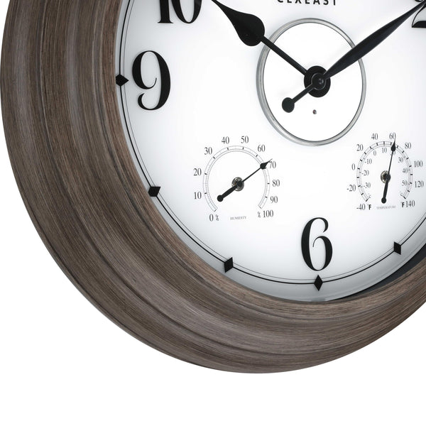 24-Inch Outdoor Wall Clock with Thermometer, Hygrometer & Smart Night Light
