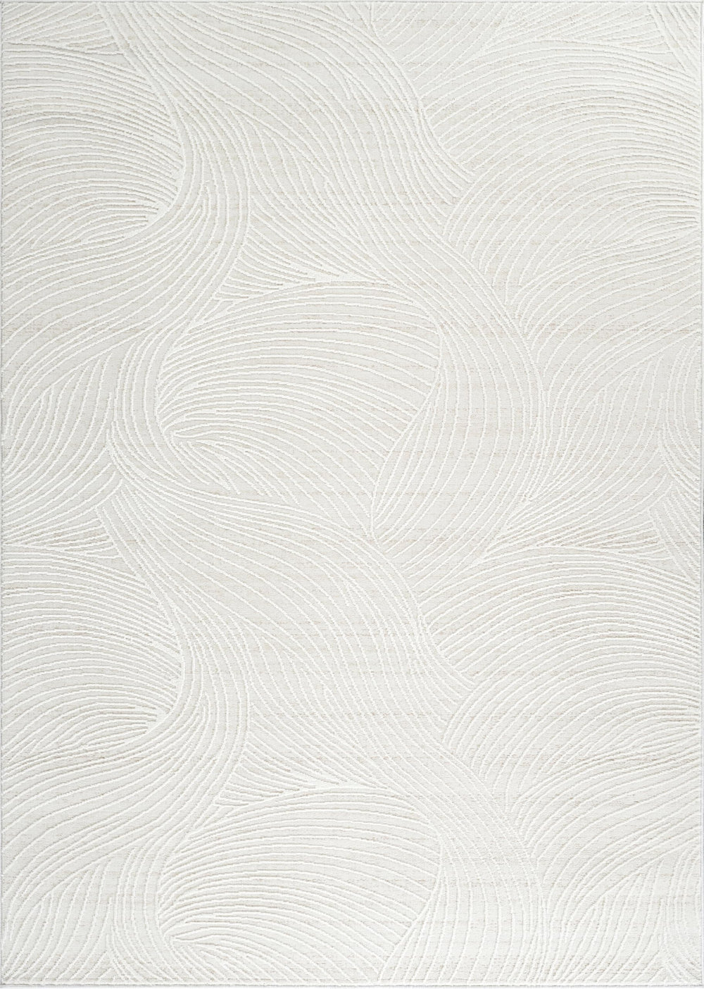 Cream Wave Texture Area Rug – Polypropylene, Rectangular, Multiple Sizes