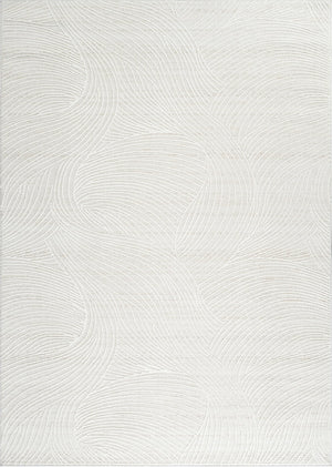 Cream Wave Texture Area Rug – Polypropylene, Rectangular, Multiple Sizes