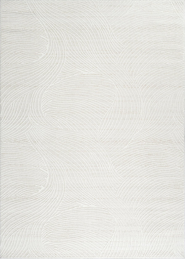Cream Wave Texture Area Rug – Polypropylene, Rectangular, Multiple Sizes