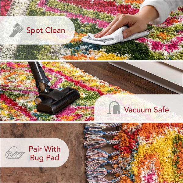 Moroccan Shag Runner Rug 2x8 – Multicolor