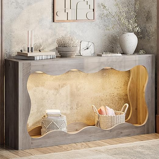 Farmhouse Console Table with LED Light