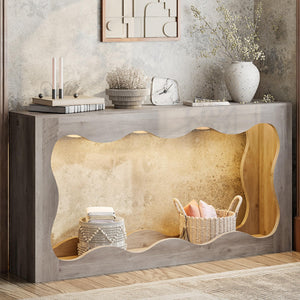 63" Farmhouse Console Table with LED Light