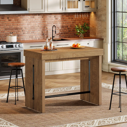 Farmhouse Counter Height Bar Table with Metal Footrest