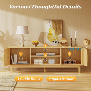 54" Fluted TV Stand with Cabinets & Adjustable Shelf
