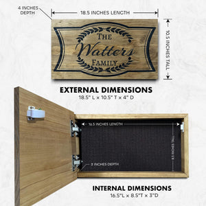 Concealment Shelf Hidden Gun Safe with Magnetic Lock – Custom Laser Engraved Wood