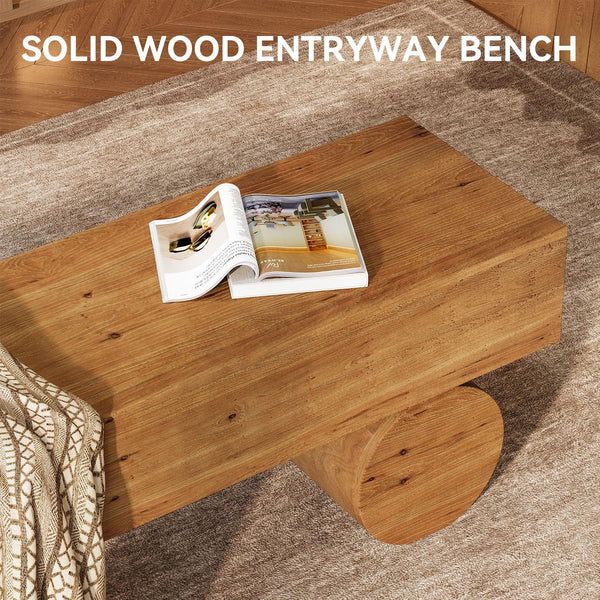 59" Solid Wood Entryway Bench