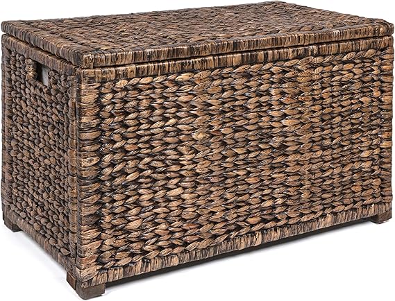 Woven Water Hyacinth Storage Trunk with Lid
