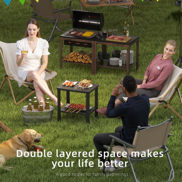 Resin Outdoor Side Table with Dual Storage