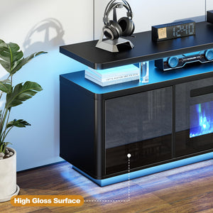 70" Electric Fireplace TV Stand with LED Lights