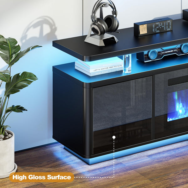 70" Electric Fireplace TV Stand with LED Lights