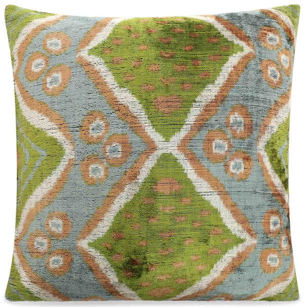 Geometric Ikat Velvet Throw Pillow 20x20