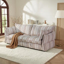 86" 3-Seater Storage Sofa with Striped Fabric & Wood Frame