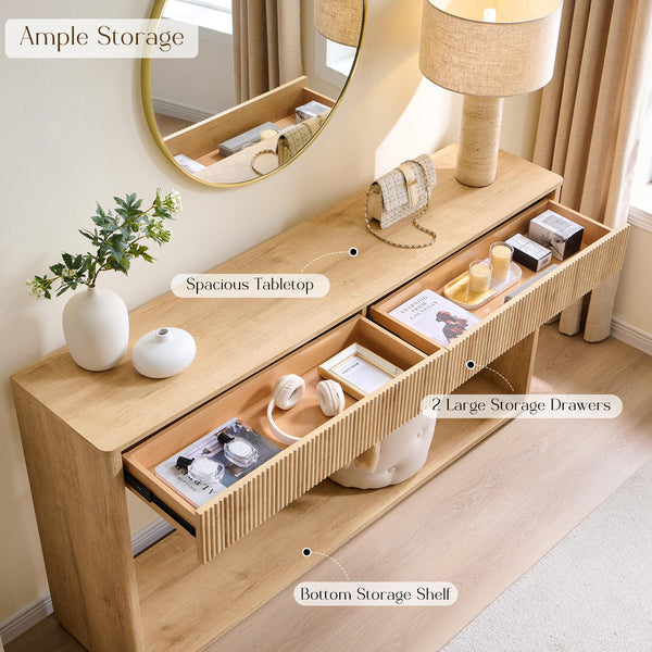 63" Fluted Console Table with Drawers