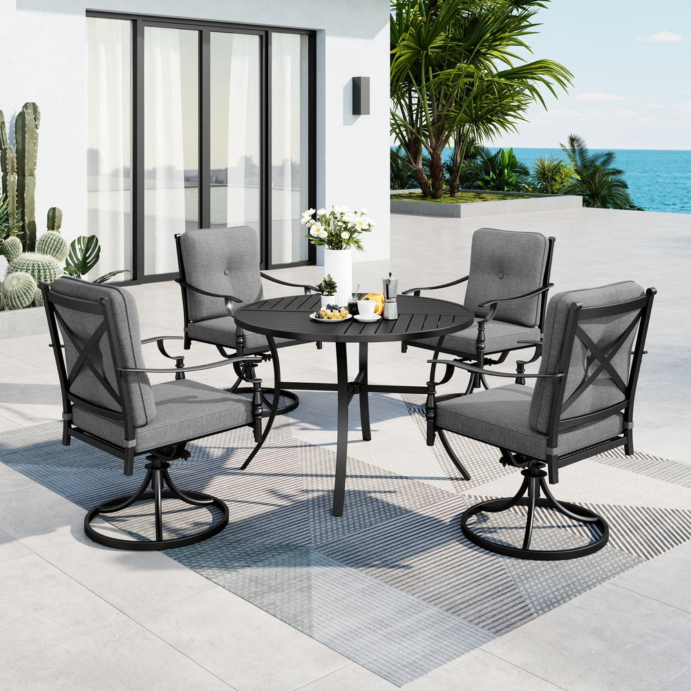 Round Patio Dining Set with Swivel Chairs