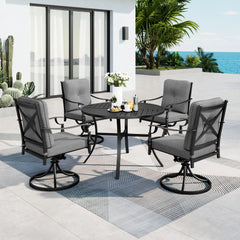Round Patio Dining Set with Swivel Chairs