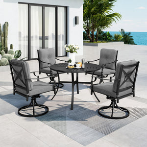 Round Patio Dining Set with Swivel Chairs