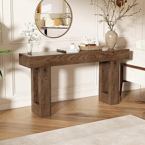 63-Inch Farmhouse Console Table – Entryway Sofa Table with Lower Shelf
