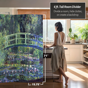 4-Panel Canvas Room Divider with Monet Art Print