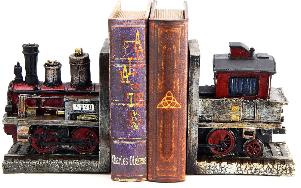 Decorative Train Bookends Vintage Steam Locomotive Engine