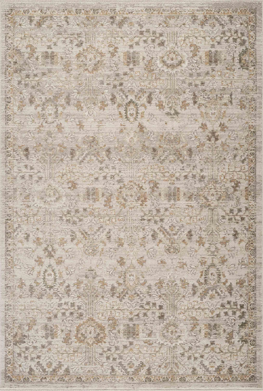 Beige Vintage Floral Area Rug – Polypropylene, Non-Shedding, Pet & Kid Friendly