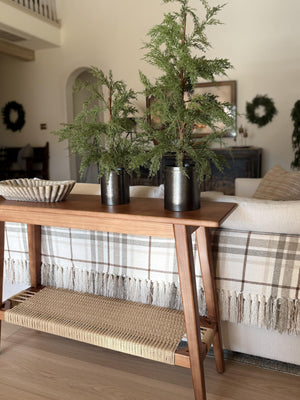 Walnut Console Table with Wood Legs – Entryway & Sofa Table