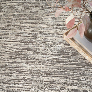 Ivory Grey Abstract Area Rug – Recycled Polyester, Low-Pile, Multi-Size