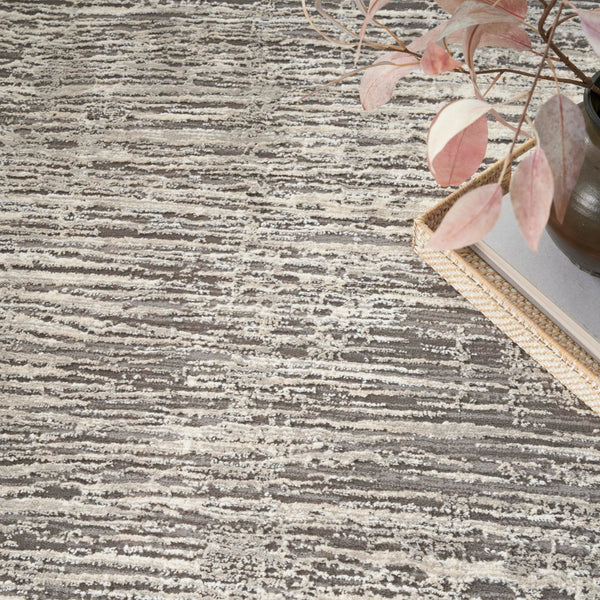 Ivory Grey Abstract Area Rug – Recycled Polyester, Low-Pile, Multi-Size