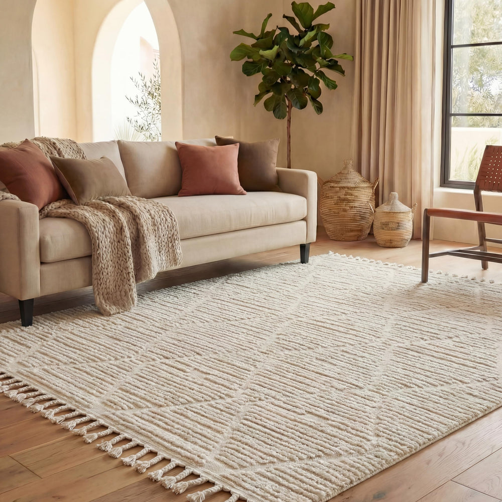 8x10 Moroccan Shag Area Rug – Geometric Diamond Pattern