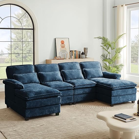 U-Shaped Sectional Cloud Sofa with Double Chaise