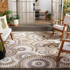 10x14 Indoor Outdoor Area Rug – Floral Geometric, Washable, Non-Shedding