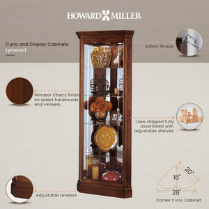 Corner Curio Cabinet with Glass Shelves & Lighting