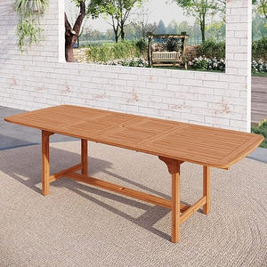 9-Piece Expandable Acacia Wood Patio Dining Set with 8 Chairs