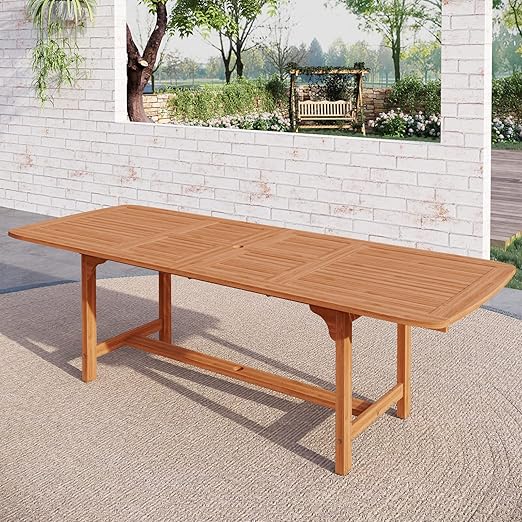 9-Piece Expandable Acacia Wood Patio Dining Set with 8 Chairs