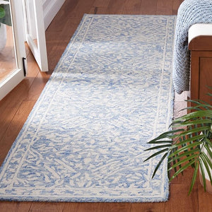 Micro-Loop Wool Area Rug – Blue & Ivory