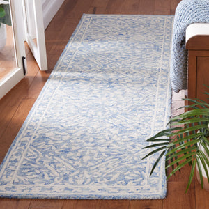 Micro-Loop Wool Area Rug – Blue & Ivory