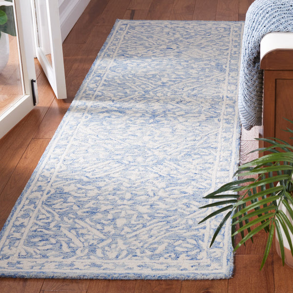 Micro-Loop Wool Area Rug – Blue & Ivory