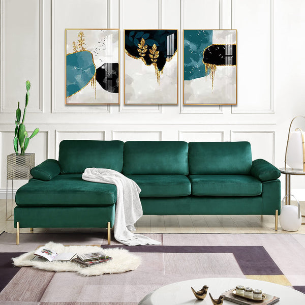 101" L-Shaped Velvet Sectional Sofa with Chaise