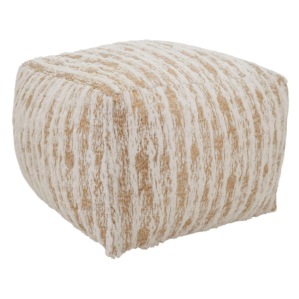 Foil Print Faux Fur Pouf – Square Ottoman 20" x 20" x 14"