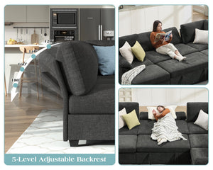 U-Shaped Sectional Sleeper Sofa with Pull-Out Bed