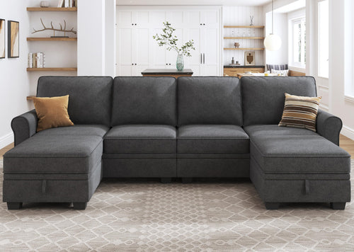 U-Shaped Sectional Sofa with Storage & Reversible Chaise