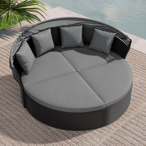Outdoor Round Daybed with Retractable Canopy
