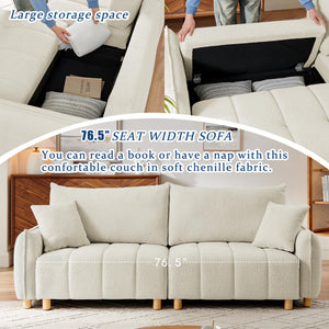 3-Seat Convertible Sleeper Sofa with Storage