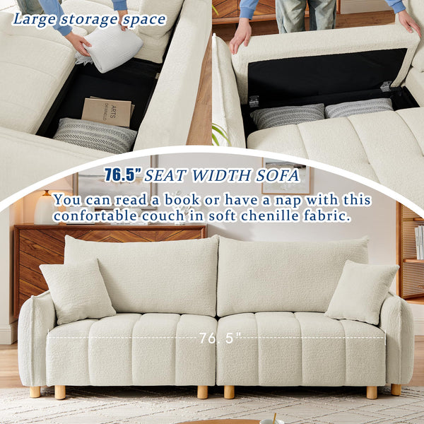 3-Seat Convertible Sleeper Sofa with Storage