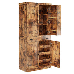 Kitchen Pantry Cabinet 72" Freestanding with Drawer & Sliding Racks